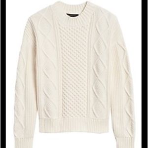 Banana Republic cotton-wool-blend cropped white cable knit sweater